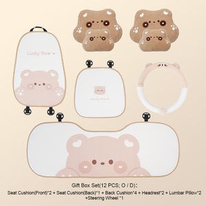 Kit d'intérieur de voiture Chubby Bear, style dessin animé, coussin de siège de voiture en peluche, ensemble complet, applicable au printemps/automne/hiver, compatible avec la plupart des modèles de véhicules - Product Image 3
