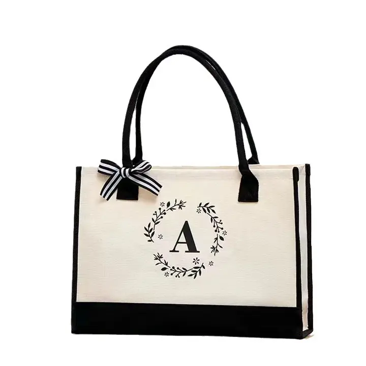 Individuelle individuelle Strandtasche aus Leinwand Monogramm-Geschenk-Tote-Tasche für Brautjungfern und täglichen Gebrauch