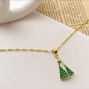 Colgantes de Jesús Malverde Virgen <span class=keywords><strong>del</strong></span> Valle con baño de oro de 18k y circonitas cúbicas pavé - Product Image 4