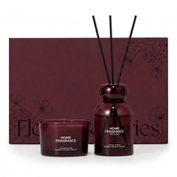 Coffret Cadeau Luxe Diffuseur à Bâtonnets et Bougie Parfumée Cire de Soja Sans Alcool Verre Vert Huile Essentielle Végétale Parfum Longue Durée
