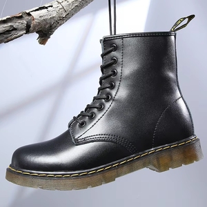 Bottes britanniques pour hommes, hauteur genou, en cuir véritable, grandes tailles 35-48, imperméables, chaussures d'hiver décontractées, chaussures de neige, chaussures d'extérieur, Heattech, fermeture éclair, rétro - Product Image 2