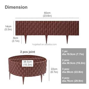 HUGELEAF Flexible Plastic Garden Lawn Edging Border with Outdoor Faux Rattan Effect Fence - Product Image 2