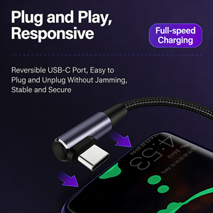 Cable USB Tipo C a Tipo C de 90 Grados, 100W, Carga Rápida, Cable de Datos para <span class=keywords><strong>Apple</strong></span> Macbook, Samsung, Huawei - Product Image 2
