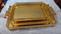 Fabricants Prix bas Promotion Maison Hôtel Plateau de service en métal Plateau à collation aux fruits européen simple bord or