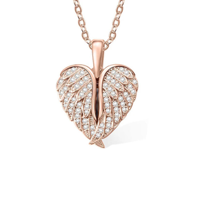 Collana a Doppio Strato a Forma di Cuore Bestseller con Ali in Strass, Accenti in Zirconia e Design Personalizzato con Nome - Product Image 5