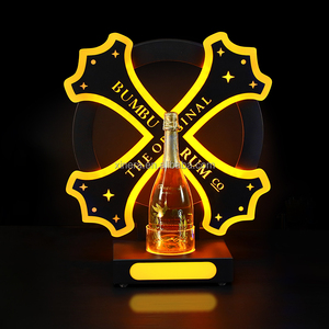 Custom LED Bumbu Rum Bottle Presenter, Luminous X-Shaped <b>Wine</b> Holder for Nightclub VIP Service - Product Image 1