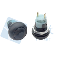 Interrupteur à bouton-poussoir miniature rond en plastique étanche PSB-33A 12 mm 2 broches noir