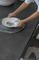 Mobilier de salle à manger moderne Table de salle à manger en bois de chêne récupéré et béton noir Table à manger minimaliste pour 8 sièges