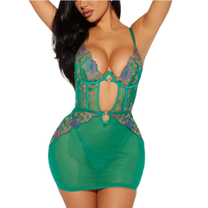 Đẹp Đặt Hoa Thêu Chi Tiết Underwire Có Thể Điều Chỉnh Dây Đeo Lưới Babydoll Phù Hợp Với <span class=keywords><strong>G</strong></span> Chuỗi Panty Sexy Đồ Lót - Product Image 5