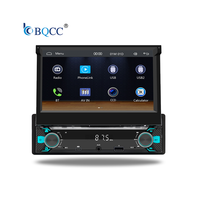 BQCC Autoradio 1 DIN, écran tactile rétractable de 7 pouces, CarPlay sans fil, USB, AUX, BT, lecteur multimédia vidéo, radio FM, audio stéréo
