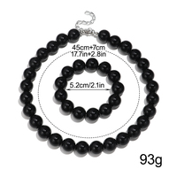 Ensemble de bijoux en acrylique pour femmes, bracelet élastique à perles de couleur unie, collier à perles rondes de 16 mm, bijoux simples et tendance
