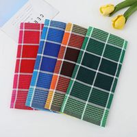 Waffle Weave Plaid Cotton Tea Towel Super Absorbent Lint Free Kitchen Dish Cloth for Household Restaurant Daily Cleaning Use