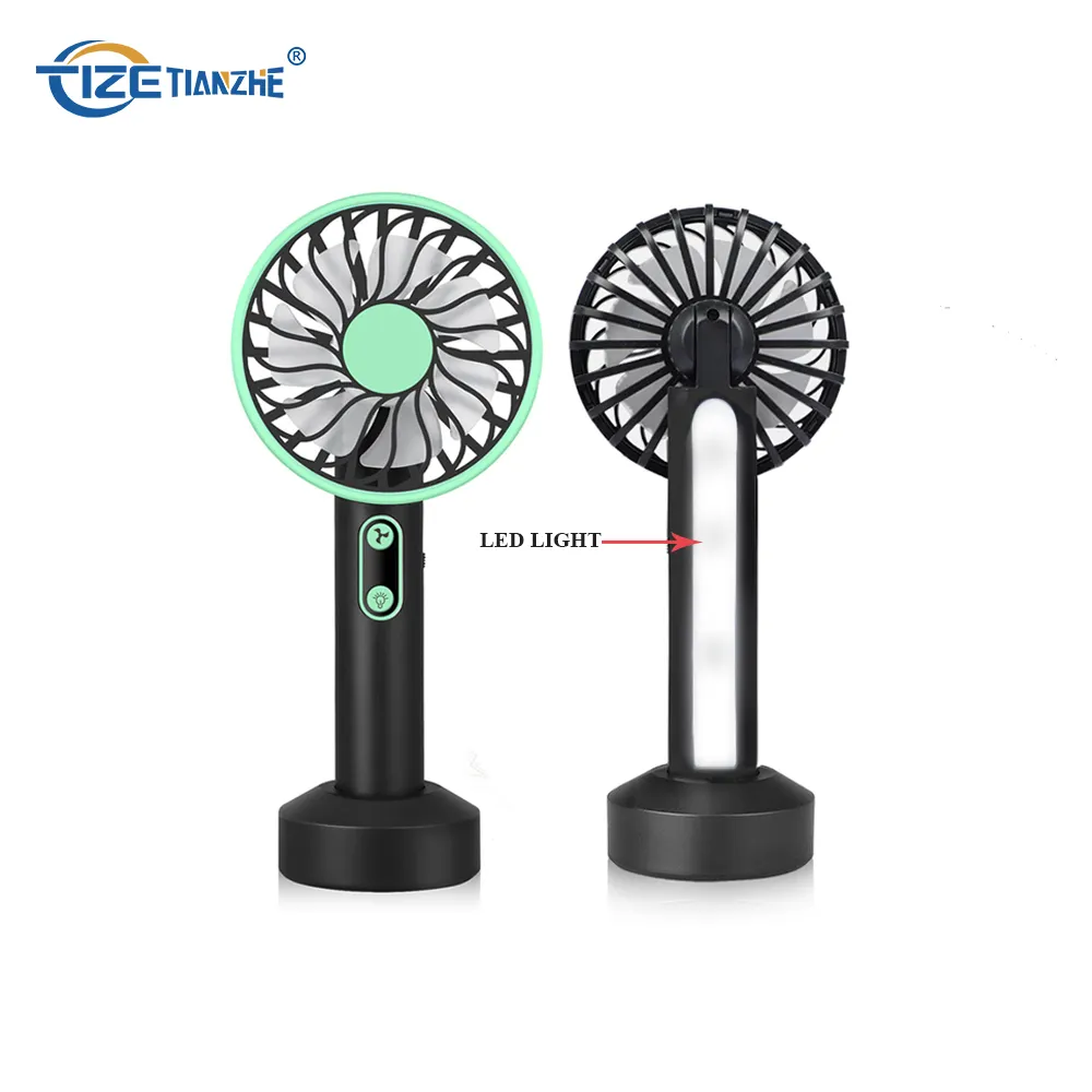 Small Held Cooling Rechargeable Table Handle Electric Stand Desk USB Handheld Portable Mini Fans with Led Light