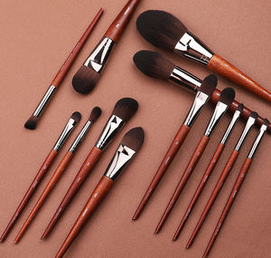 Venta al por mayor de fábrica de brochas de maquillaje de alta gama con mango de madera personalizado y funda de aluminio, de alta calidad y libres de crueldad animal. - Product Image 6