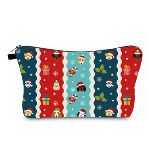 Christmas Makeup Bags with Zipper Portable Multipurpose Cosmetic Pouch Bag Pencil Case Bulk for Women Travel Toiletry Holiday