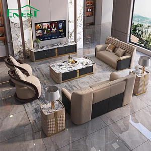 Set di Divani in Vera Pelle di Lusso Stile Italiano Minimalista per Soggiorno, Divani Componibili a L Moderni, Arredamento di Alta Gamma per <span class=keywords><strong>Suite</strong></span> e Ville - Product Image 2