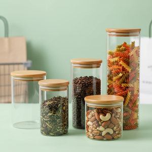 Barattoli Contenitori per Alimenti di Alta Qualità in Policarbonato Trasparente con Coperchio Ermetico in Bambù per Cucina e Dispensa Efficiente - Product Image 5