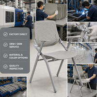 Chaise de formation pliable à assise large, dossier perforé respirant, articulation en acier, ergonomique, pivotante, pour bureau à domicile et usage commercial