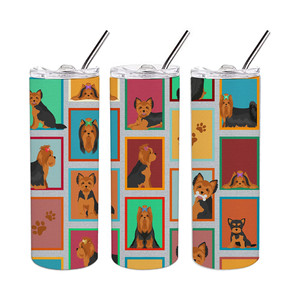 Beaucoup de gobelets fins en acier inoxydable Yorkie noir et brun - Product Image 3