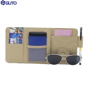 GUTO PU Lederen Modieuze Auto-Organizer Rits Opbergvak Zonneklep Houder CD Telefoonhouder Rekening Kaart Zonnebril <span class=keywords><strong>Clip</strong></span> Zitting 4-7 - Product Image 1