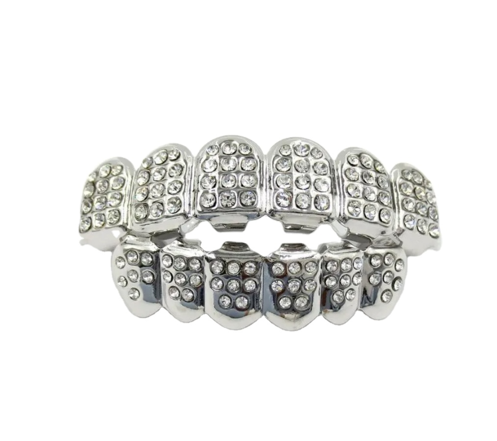 Новая Мода хип-хоп Золотая Серебряная окраска со льдом CZ зубами Grillz Верхняя Нижняя часть мужчин и женщин ювелирные изделия