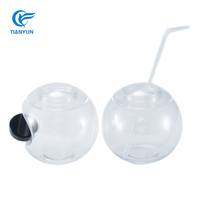 Tasse en plastique transparente réutilisable créative de dessin animé d'été avec paille pour une utilisation de jus de smoothie