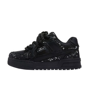 Chaussures noires Street Black de la série Blending Ink, à plateforme polyvalente avec lacets en corde de chanvre, style tendance pour couple - Product Image 5