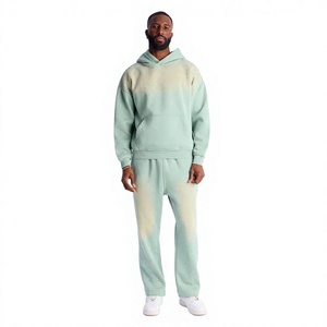 Conjunto Deportivo de 2 Piezas para Hombre, Sudadera con Capucha Extra Grande y Pantalones Jogger, con Logotipo Personalizado y Pedrería, Estilo Casual Otoñal, Venta al Por Mayor - Product Image 1