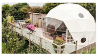 Dôme géodésique amélioré résistant aux intempéries, tente de glamping de luxe 3-48m en PVC pour l'extérieur avec salle de bain privée
