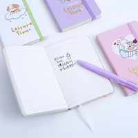 Carnet créatif A6 en PU avec couverture rigide, motif animaux mignons, élastique, idéal pour étudiants, journal, voyage, promotion 2026