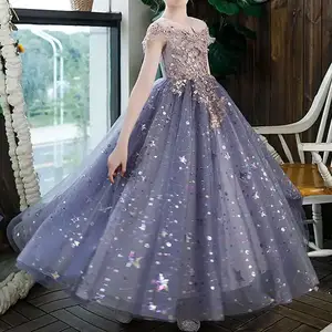 Abiti da ragazza di lusso con paillettes abito blu royal abiti da sposa per bambini per bambini