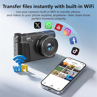Caméra numérique 8K HD, caméra vidéo avec écran tactile LCD, zoom numérique 18x, enregistreur de caméra, caméra portable ultra HD WIFI