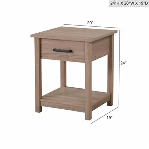 Contemporary Nightstand In Sandalwood With <b>Drawer</b> And Shelf For Bedroom Storage - Product Image 2