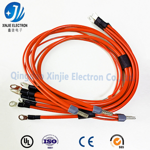 Turuncu Silikon Yüksek Akım Akü Kablo Demeti, Enerji Depolama, EV, Güneş Enerjisi Bağlantısı için Kalay Kaplı Halka Terminal Kablosu - Product Image 1