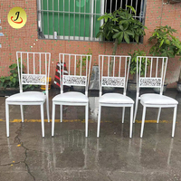 Chaises de salle à manger empilables en plastique et métal, design moderne, or et blanc, pour extérieur, ferme, parc, hôtel, banquet, événement, mariage et fête