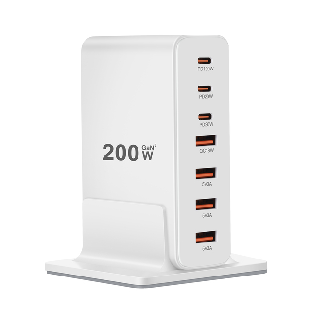 200W KC PSE CB Certificated GaN 3C4A Charging Station 100W USB-C PD Super Fast Charger MacBook/ 16/15/14/Android 7 Devices