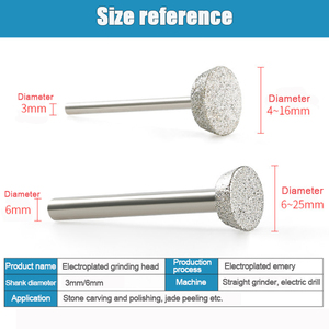 Diamant émeri tête de meulage 3mm tige meule matériel Jade sculpture outils de polissage - Product Image 2