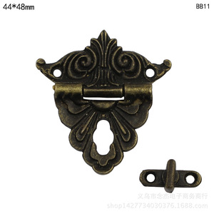 Cierre de caja antiguo de aleación de zinc 44x48mm con bisagra BB11 para caja de madera, caja de regalo, herrajes decorativos - Product Image 2