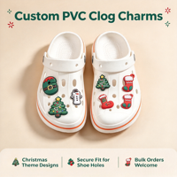 Breloques personnalisables en PVC pour sabots, décorations de Noël (chaussettes, sapins, bonhommes de neige) pour accessoires de chaussures