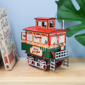 <span class=keywords><strong>Puzzle</strong></span> 3D en bois découpé au laser, boîte de rennes de Noël, artisanat fait main, kits de modèles DIY, décoration de la maison, ornement de bureau, cadeau du Nouvel An - Product Image 4