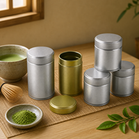 Boîte en métal ronde en gros pour usine, 30g, pour poudre de matcha, étiquette privée, qualité alimentaire, hermétique, argent, noir, rose