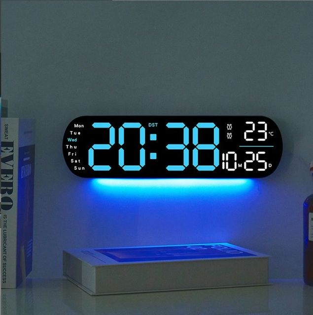 Remote Control Digital Display Atmosphere Light Wall Clock Living Room Decoration Clock