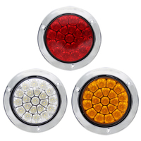 Feu arrière LED rond de 4 pouces, 21 LED, feux de freinage, feux de positionnement, clignotants, avec bordures chromées pour camion, remorque, camping-car, jeep, UTV