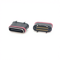 Conector USB Tipo C Hembra 5A 50ohm con 16 Pines, Carcasa de Latón para Uso en Computadoras, Color Negro