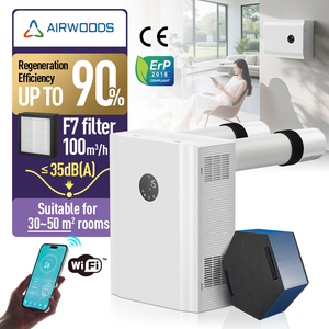 Échangeur de chaleur avec filtre F7, fonction de dérivation automatique, récupérateur d'air ERV, capteur PM2.5, ventilation à récupération d'énergie - Product Image 1