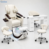 Ensemble de fauteuils de salon modernes de luxe avec dossier inclinable électrique, spa pour les pieds professionnel, massage, manucure et pédicure