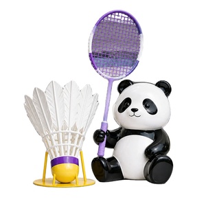 Moderna Figura de Panda con Raqueta de FRP, Escultura de Fibra de Vidrio para Instalación Artística en Exteriores de Plazas Comerciales - Product Image 1