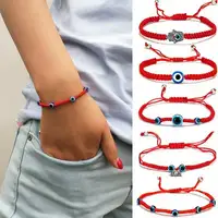 Adjustable Jalinan Tali Merah Beruntung Turki Mata Pesona Gelang Biru Mata Jahat String Gelang untuk Pria dan Wanita