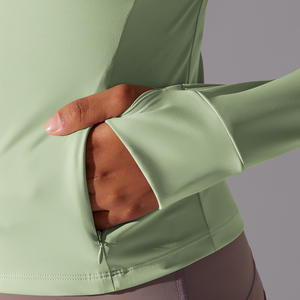 Veste ajustée en spandex/nylon extensible à manches longues et col montant pour femme TongJoes, avec un devant brossé et résistant aux plis - Product Image 4