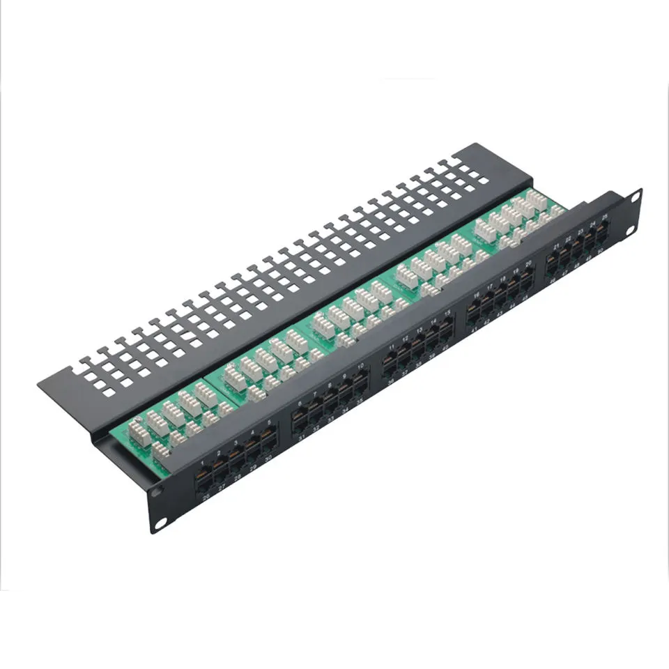 MT-4002 Krone 110 dual IDC 19 pollici montaggio su rack tipo 1U 25 porte Cat.3 RJ11 patch panel telefono Patch Panel vocale